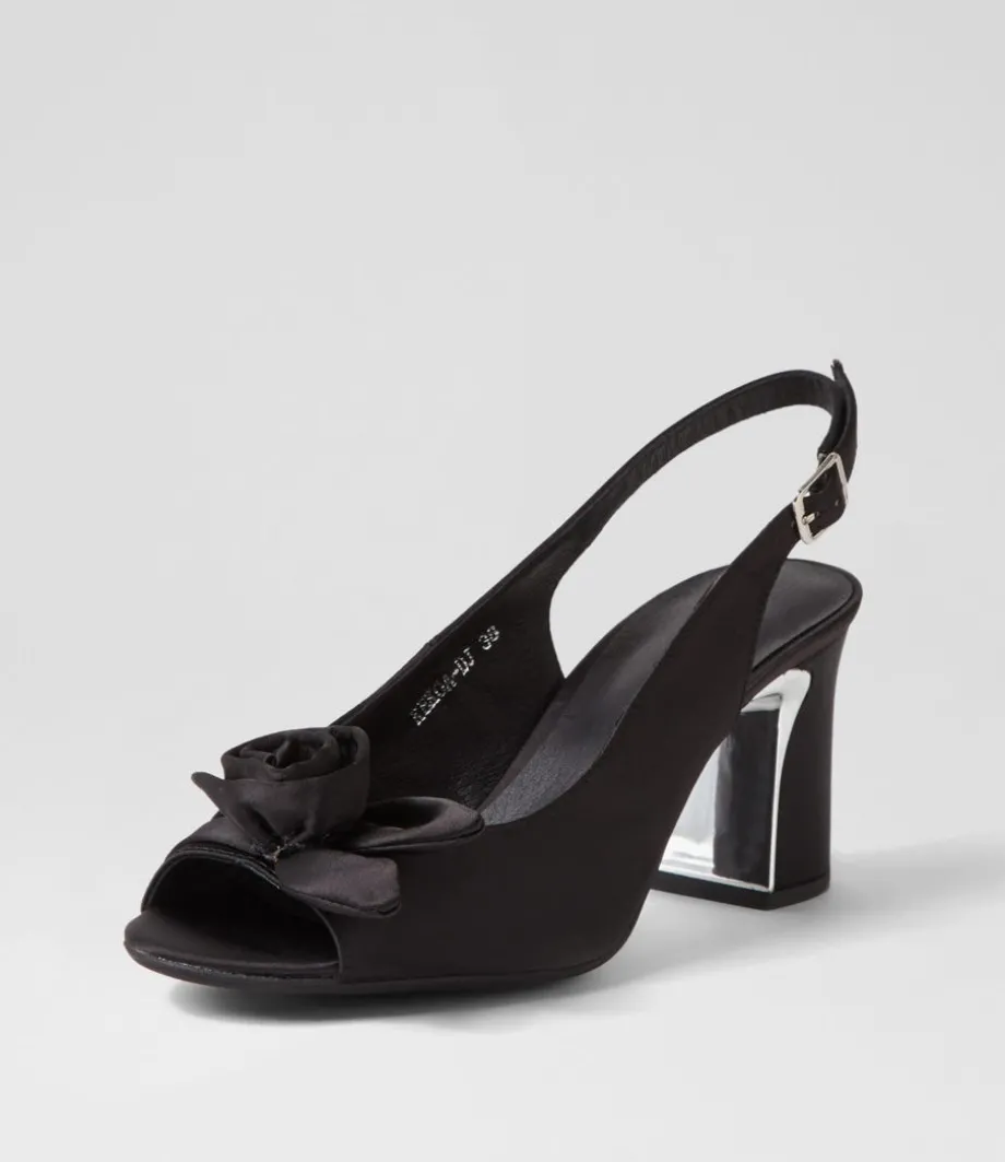 Kekoa Black Satin Sandals