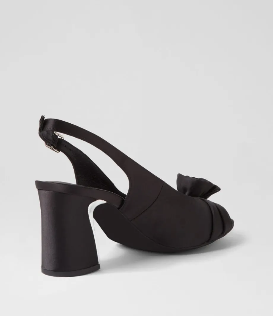 Kekoa Black Satin Sandals