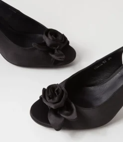 Kekoa Black Satin Sandals