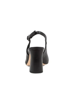 Kianna Black Leather Peep Toe Heels