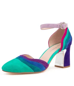 Kimo Purple Multi Leather Heeled Shoes