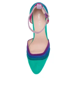 Kimo Purple Multi Leather Heeled Shoes