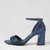 Kitta Navy Shimmer Leather Jewels Sandals