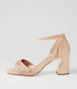 Kitta Rose Gold Shimmer Jewels Leather Sandals
