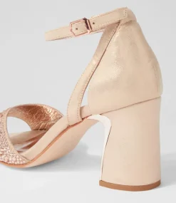 Kitta Rose Gold Shimmer Jewels Leather Sandals
