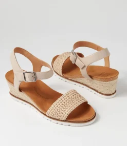 Konyise W Nude Weave Leather Sandals