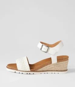 Konyise W White Weave Leather Sandals