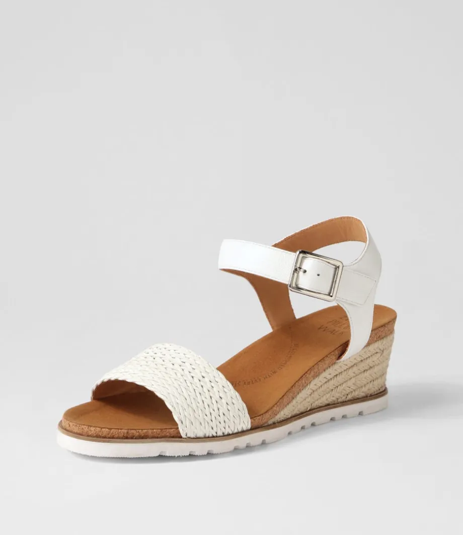 Konyise W White Weave Leather Sandals