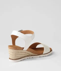 Konyise W White Weave Leather Sandals