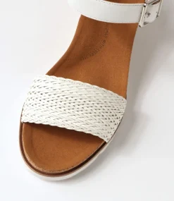 Konyise W White Weave Leather Sandals