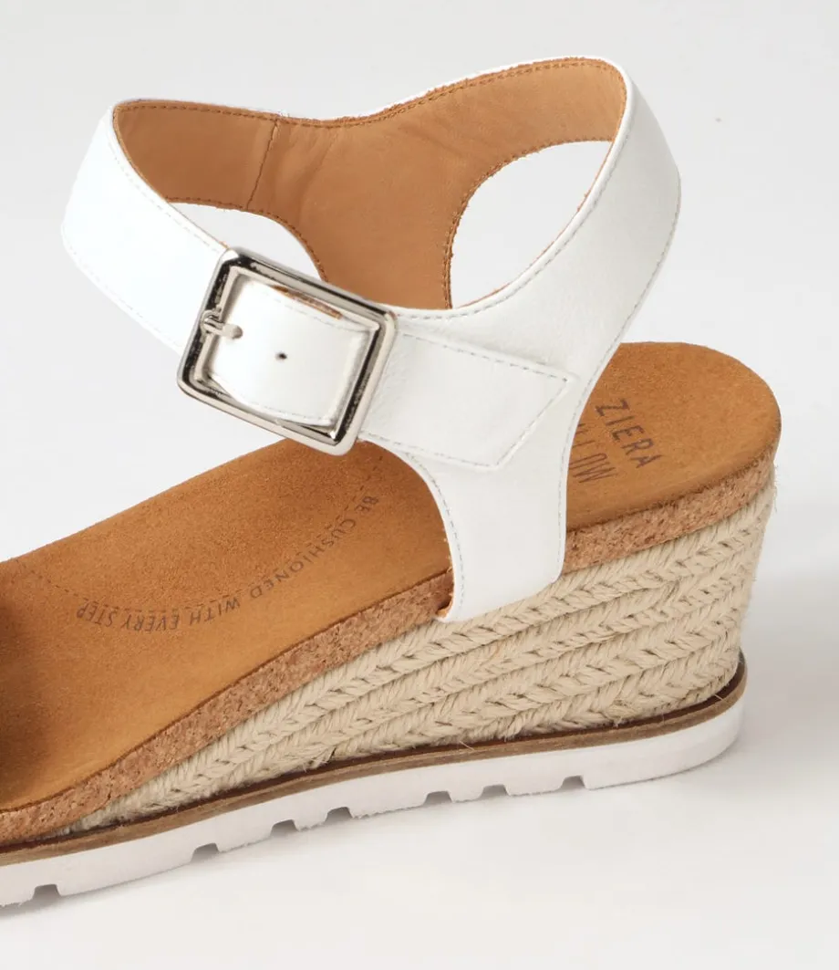 Konyise W White Weave Leather Sandals