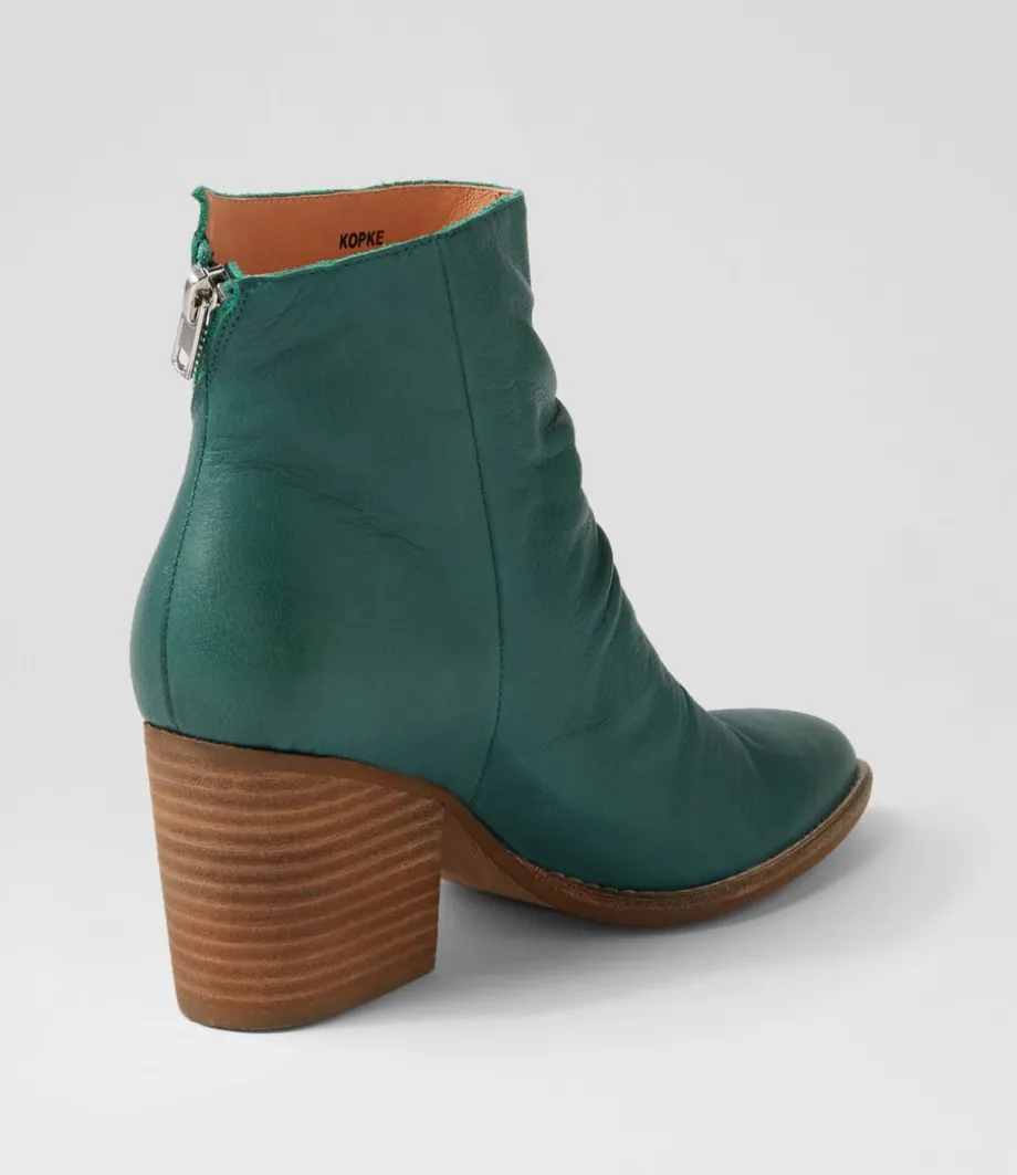 Kopke Dark Emerald Leather Ankle Boots