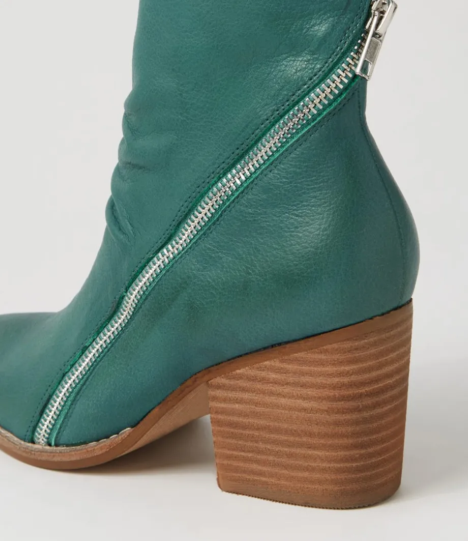 Kopke Dark Emerald Leather Ankle Boots