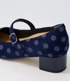 Kowder W Navy Spot Patent Suede Heels