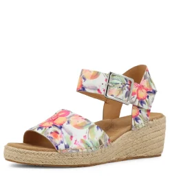 Kraig Xw Orange Floral Leather Sandals