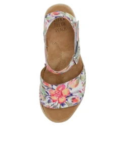 Kraig Xw Orange Floral Leather Sandals