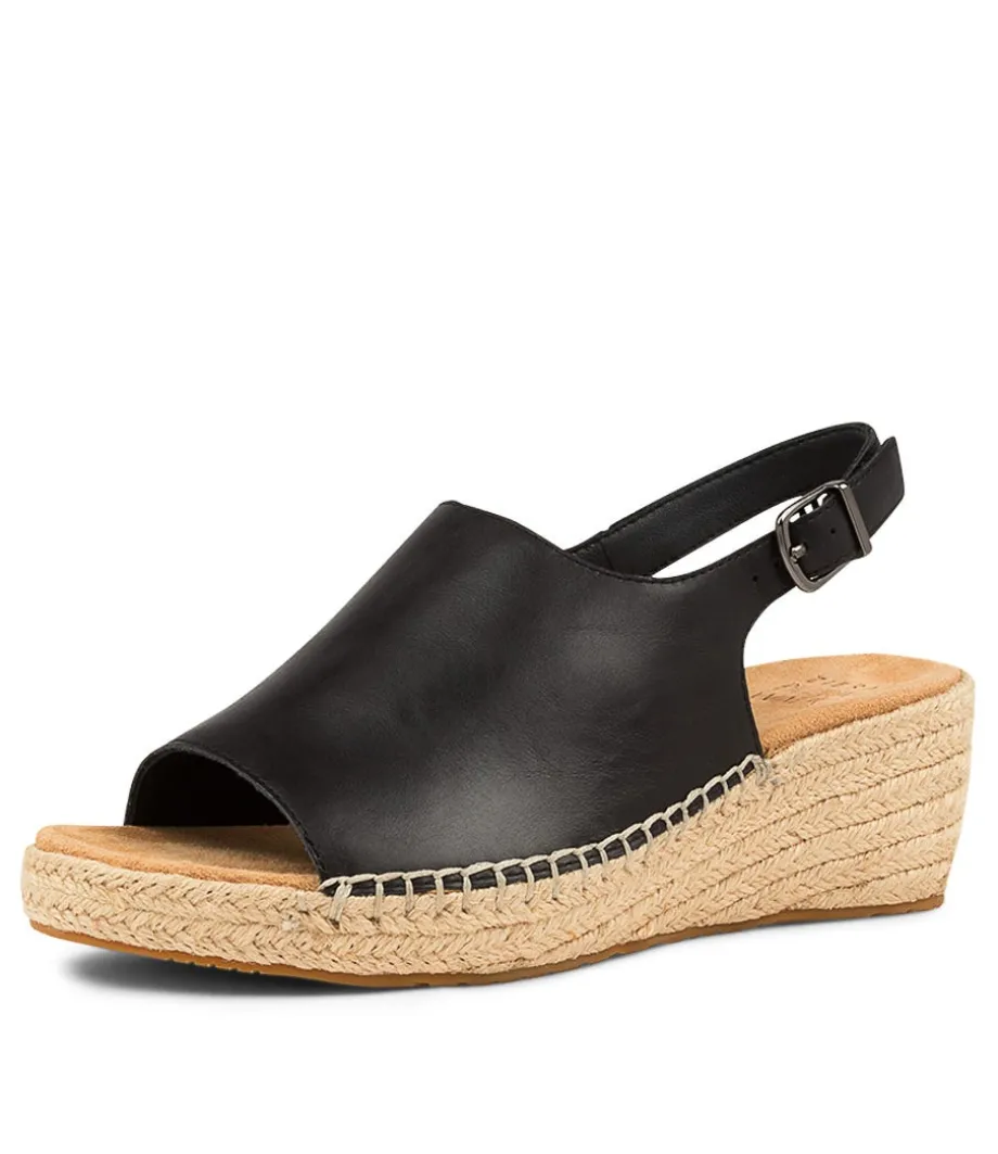 Kyrin Xw Black Leather Espadrilles