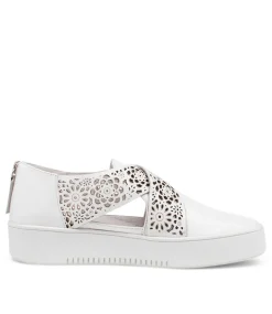 Laddes White Leather Sneakers Ws