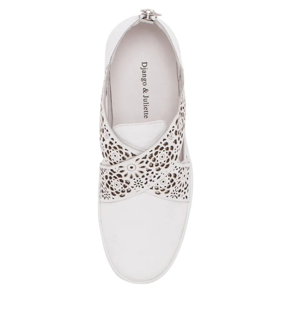 Laddes White Leather Sneakers Ws