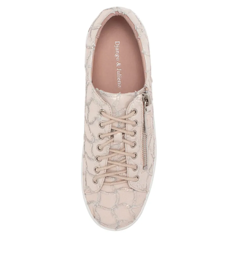 Laila Nude Frill Leather Sneakers