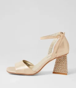 Laixi Gold Shimmer Leather Jewels Sandals