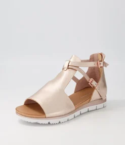 Lakrisha Pale Rose Gold Leather Sandals