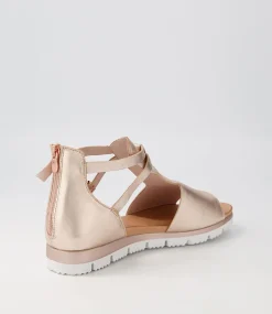 Lakrisha Pale Rose Gold Leather Sandals
