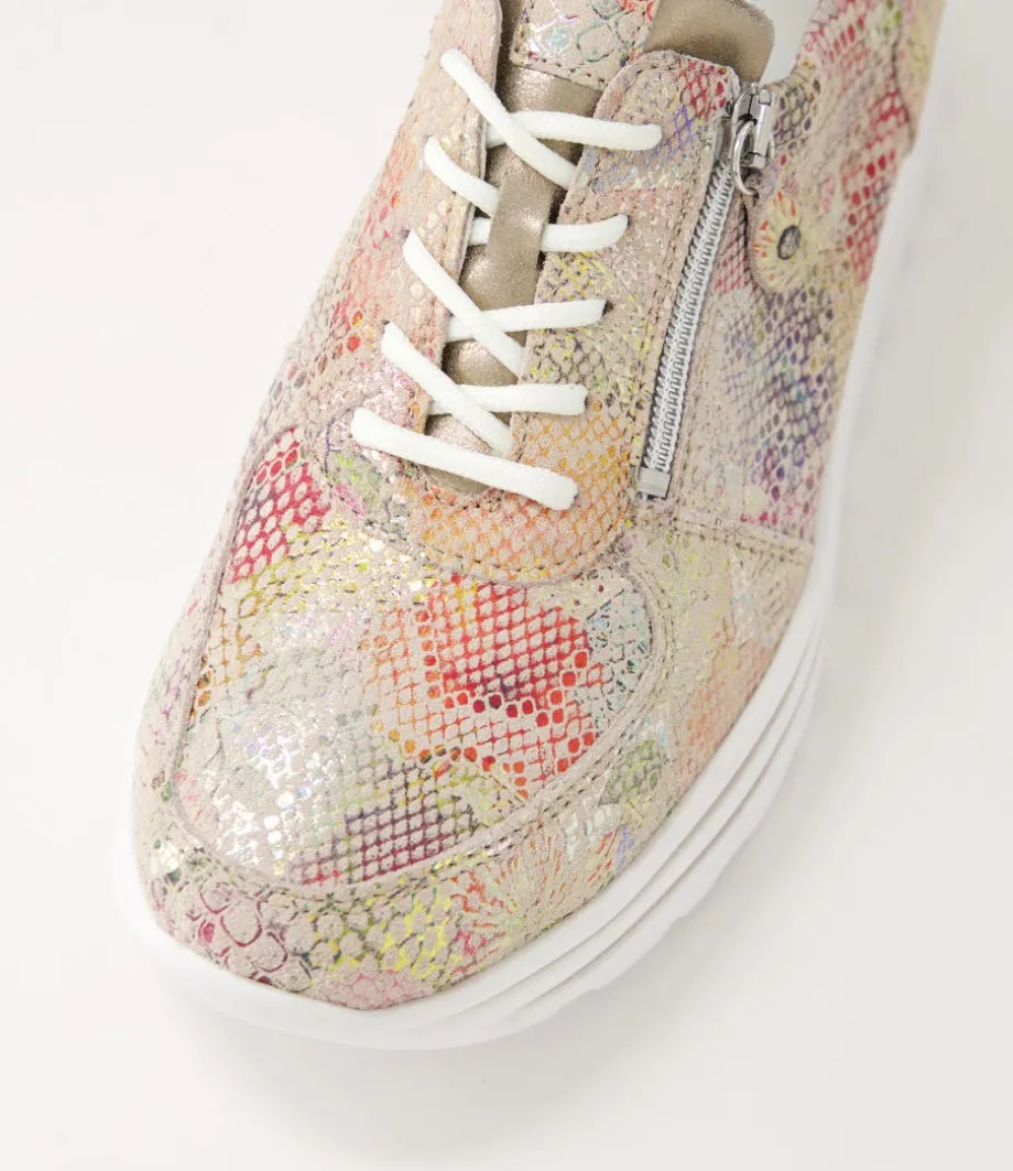 Lana Rosa Light Gold Leather Sneakers