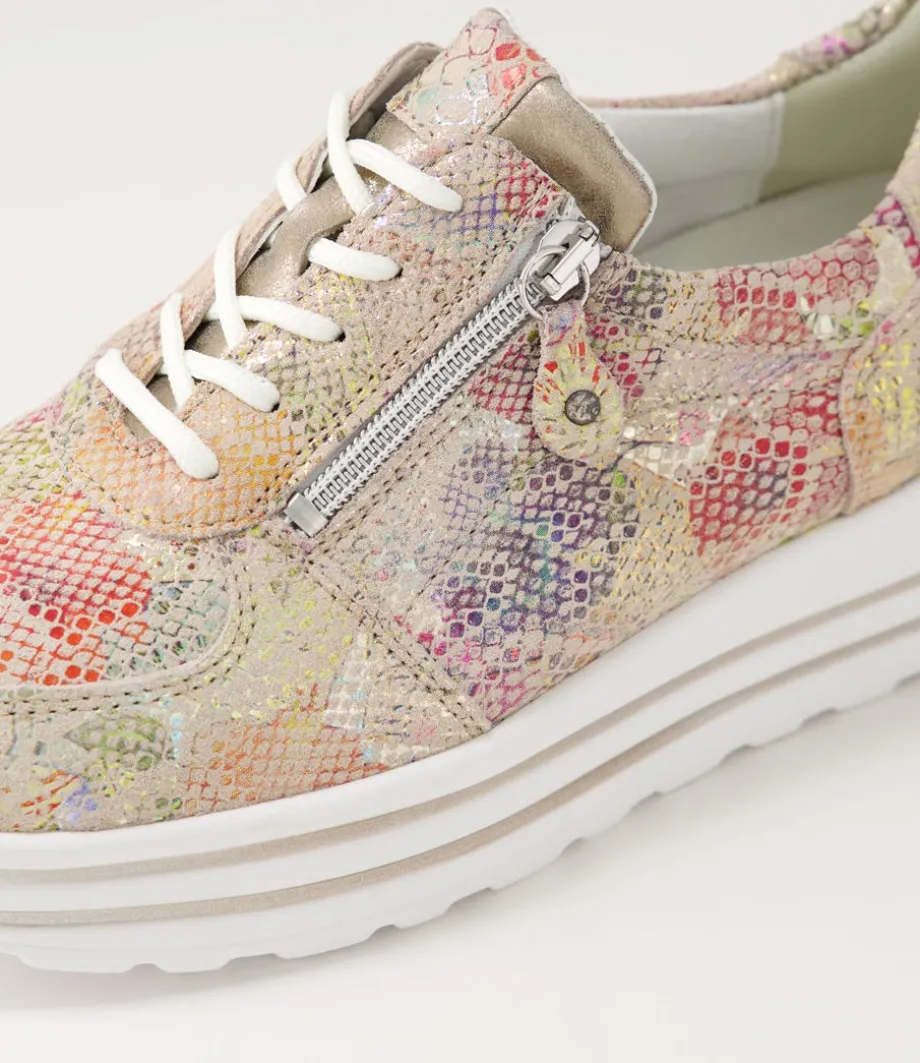 Lana Rosa Light Gold Leather Sneakers