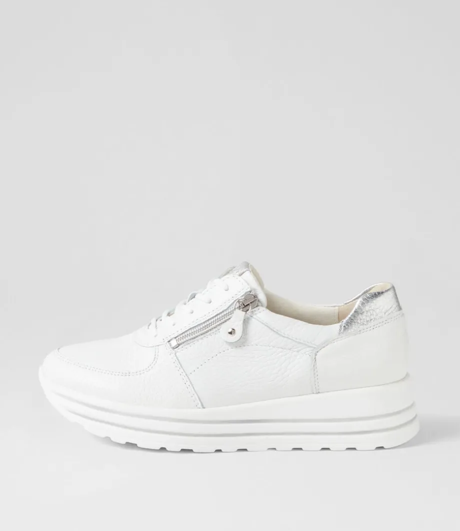 Lana Weiss Silber Leather Sneakers