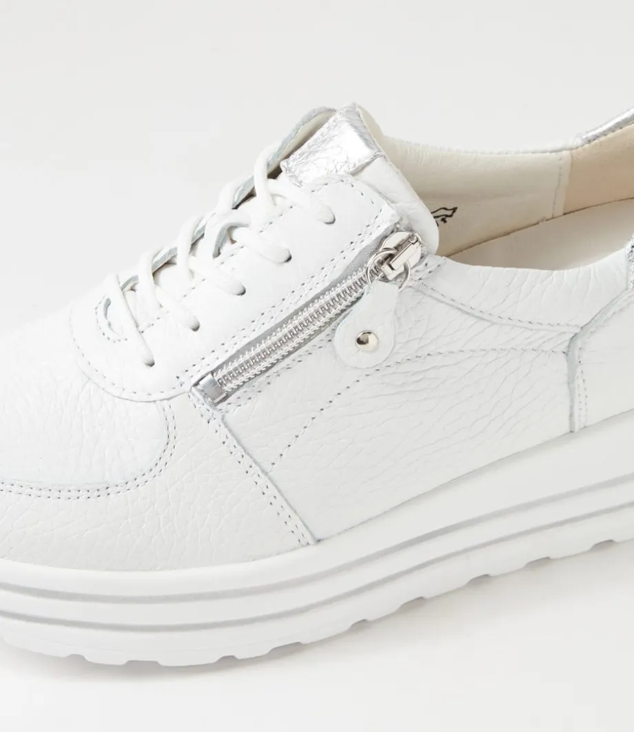 Lana Weiss Silber Leather Sneakers