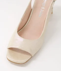 Lantos Nude Shimmer Leather Jewels Sandals