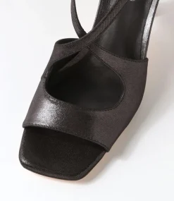 Lanyey Black Shimmer Leather Sandals