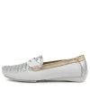 Larikan White Metallic Leather Loafers