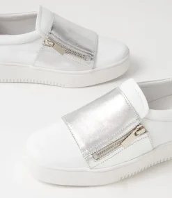 Laroon White Silver Leather Sneakers