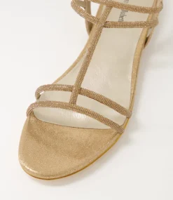 Laroza Lrg Champagne Fabric Jewels Sandals