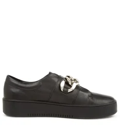 Layan Casual Black Leather Sneakers