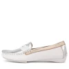 Leisa White Metallic Multi Loafers