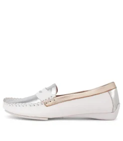 Leisa White Metallic Multi Loafers