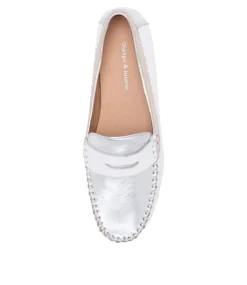 Leisa White Metallic Multi Loafers