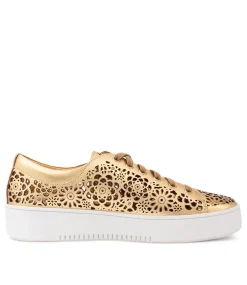 Leitha Old Gold Leather Sneakers