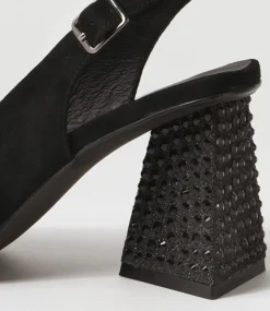 Lesnoy Black Suede Jewels Heels