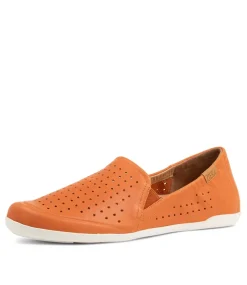 Liana W New Orange Leather Flat Shoes