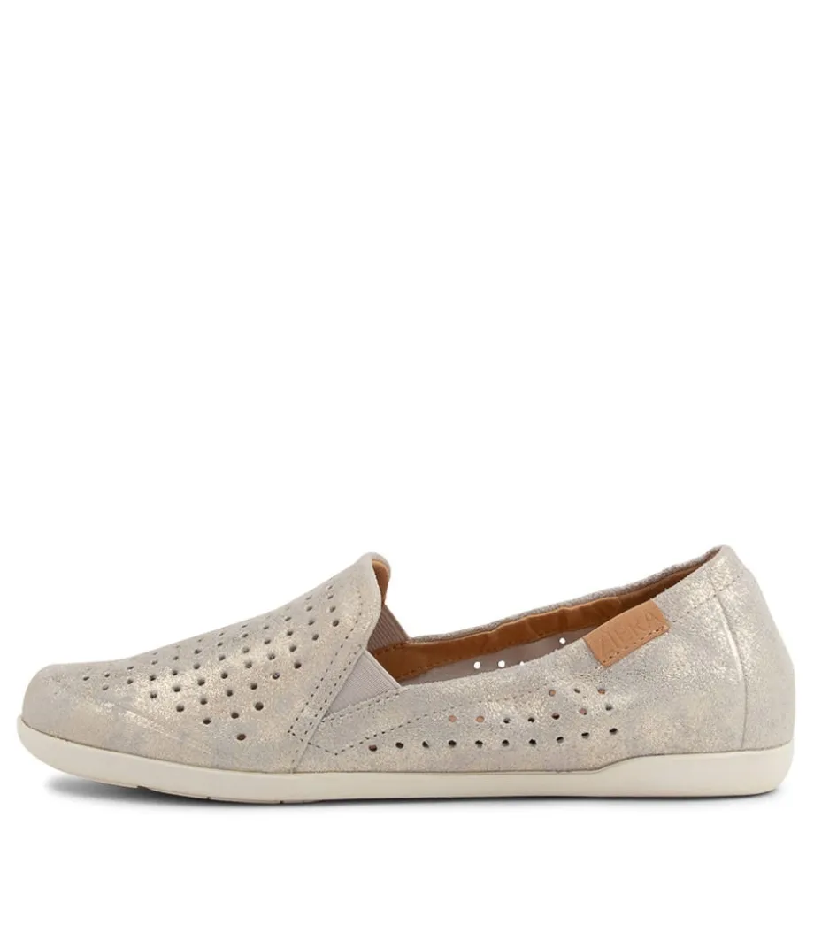 Liana W Pale Gold Sherbet Leather Loafers