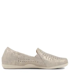 Liana W Pale Gold Sherbet Leather Loafers
