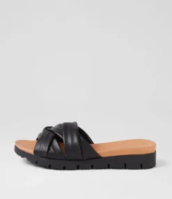 Liike Black Leather Slides