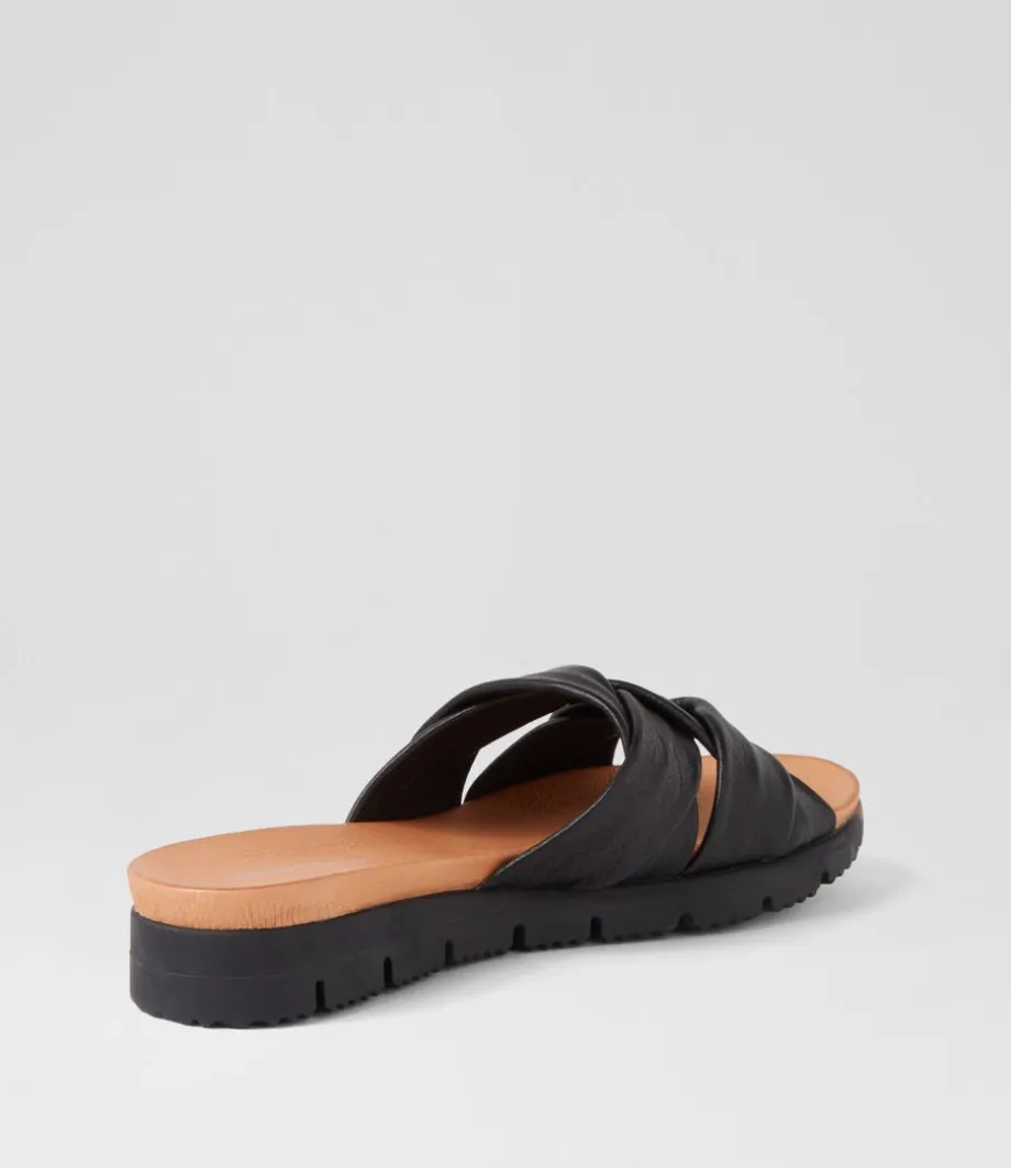 Liike Black Leather Slides