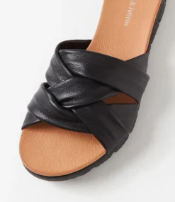 Liike Black Leather Slides