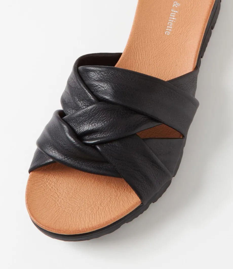 Liike Black Leather Slides