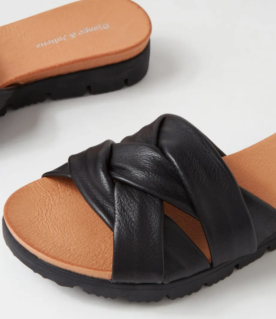 Liike Black Leather Slides